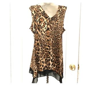 V-neck Sleeveless Animal print blouse size 2x